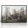 Large abstract wall art of ancient ruins in muted gray tones on framed acrylic, ideal for modern art wall decor.