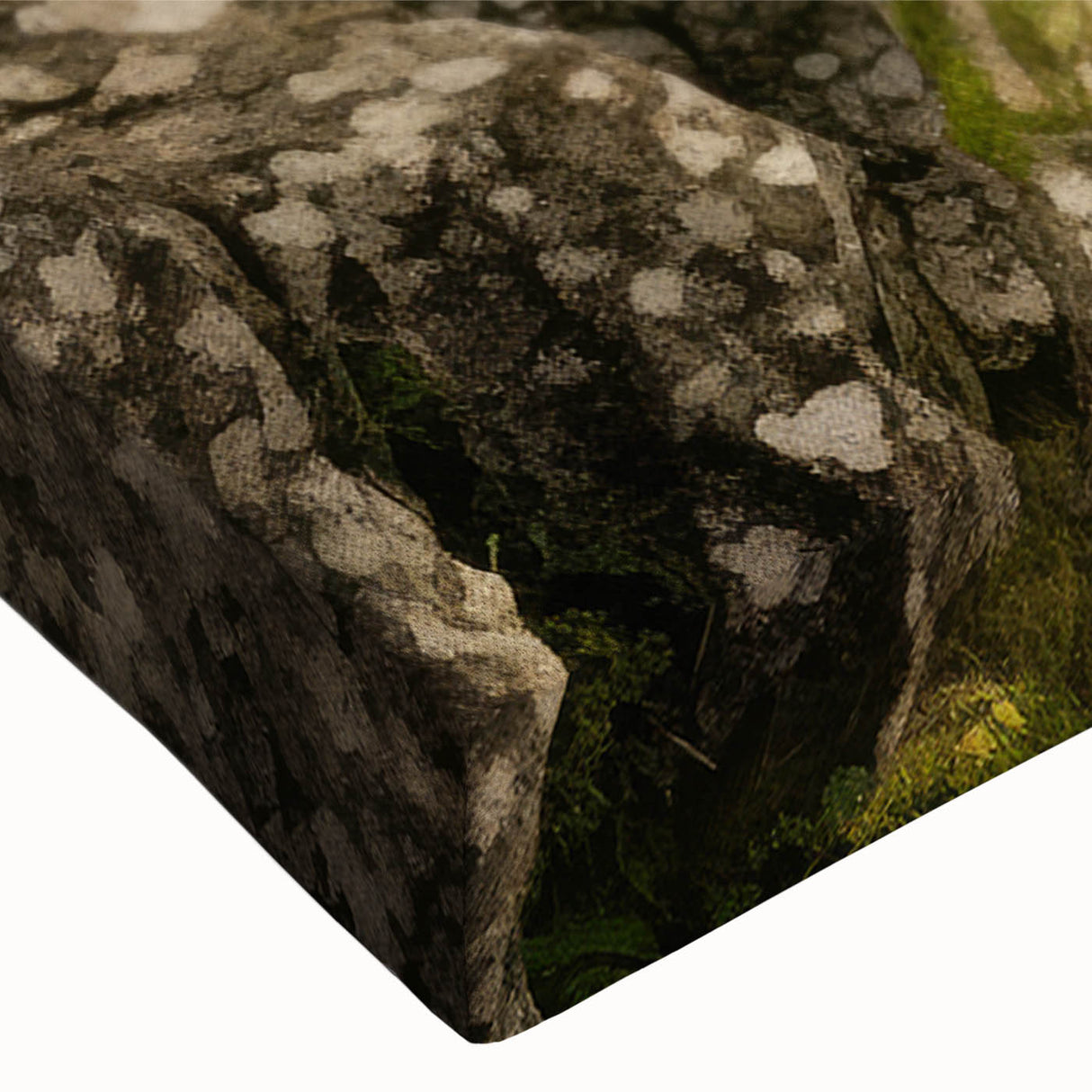 Large black and white landscape art painting of ancient ruins on stretched canvas, ideal for bedroom wall decor.