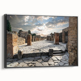 Black and white framed canvas depicting ancient ruins, ideal for bedroom wall decor.