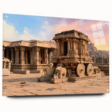 Acrylic print of ancient ruins in monochrome, ideal for dining room decor.