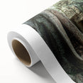 Art deco poster of ancient ruins in muted earth tones on rolled canvas, ideal for nursery wall art.
