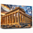 Acrylic print of ancient ruins in muted earth tones, ideal for dining room or bedroom decor.