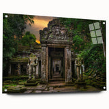 Acrylic print of ancient ruins in muted earth tones, suitable for bedroom or dining room decor.