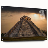 Acrylic print of ancient ruins in muted earth tones, suitable for bedroom or dining room decor.