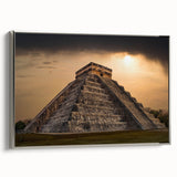 Framed canvas of ancient ruins in muted earth tones, ideal for adding a vintage feel to any living space.