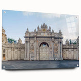 Acrylic print of ancient ruins in muted earth tones, ideal for dining room decor.