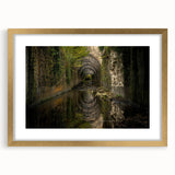 Extra large wall art featuring abstract art prints of ancient ruins in gold textured frame, suitable for living room decor.