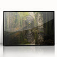 Large abstract wall art featuring mid-century modernist ancient ruins in muted earth tones.