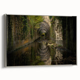 Vintage poster art of ancient ruins in black and gray tones, framed canvas, suitable for bedroom wall art.