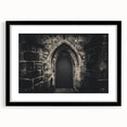 Extra large abstract art print featuring colorful, textured arch designs on a black framed canvas.