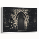 Framed canvas featuring a monochrome landscape with arches in vintage poster art style.