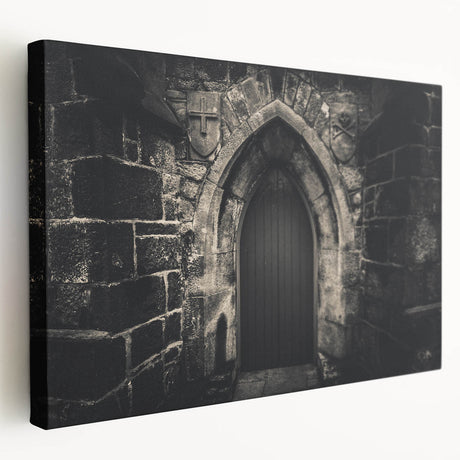 Arched architectural design in muted beige tones on a large stretched canvas, suitable for kitchen wall art.
