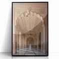 Large abstract wall art featuring black and white arches in a mid-century modernist style, framed in black acrylic.