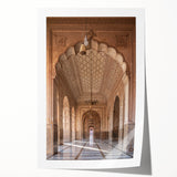 Arched architecture design in muted beige tones on a rolled canvas, suitable for dining room or bathroom wall art.