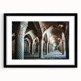Extra large abstract art print featuring colorful, textured arches on a black framed canvas, ideal for living room decor.