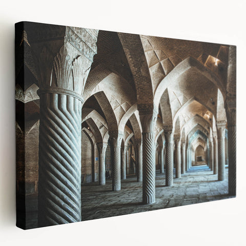 Large stretched canvas featuring a series of arches in greyscale, ideal for kitchen wall art.