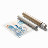 Rolled print of a monochrome floral design, ideal for classy bathroom wall art or large living room decor.