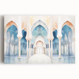 Black and white large art print of architectural arches on stretched canvas, ideal for kitchen wall art or bedroom ambiance.