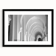 Extra large abstract art print featuring colorful textured arches on a black framed canvas, ideal for living room decor.