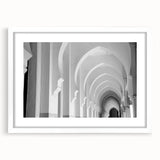 Extra large abstract art print featuring textured arch designs in muted gray, ideal for living room decor.