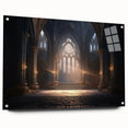 Large abstract wall art featuring geometric arches in muted beige tones on acrylic glass.
