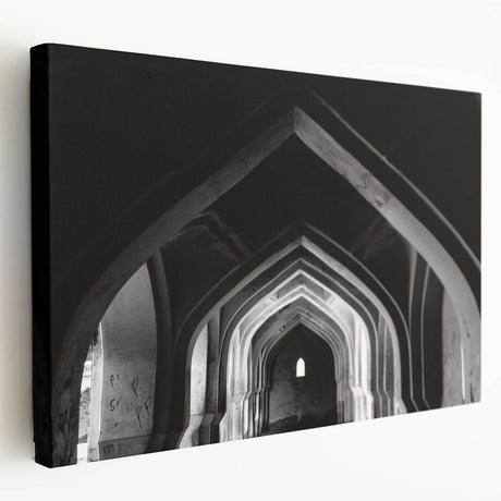 Large art depicting arches in mid-century modern style on stretched canvas, suited for kitchen wall art.