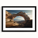 Abstract art print featuring colorful, textured arch designs on a large canvas, ideal for living room decor.