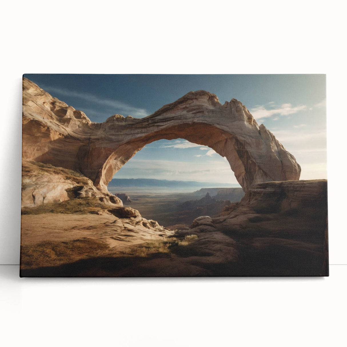 Black and white photo of architectural arches on a large stretched canvas, ideal for kitchen wall art or bedroom ambiance.