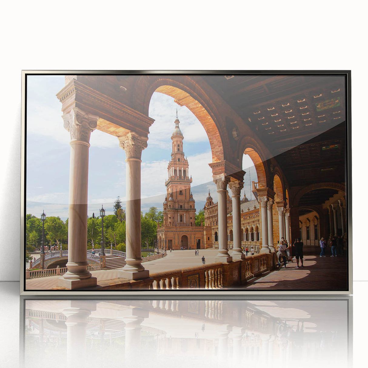 Art deco poster featuring symmetrical silver arches on acrylic, ideal for modern nursery wall decor.