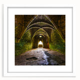 Extra large abstract art print featuring textured arch designs in muted earth tones, framed with a white mat.