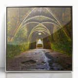 Art deco poster featuring symmetrical arches in silver and gray tones on a framed acrylic, ideal for modern art wall decor.