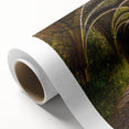 Art Deco style poster of symmetric arches in muted beige and cream, printed on rolled canvas.