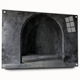 Acrylic glass print of large abstract arches in neutral tones, suitable for bedroom or dining room decor.