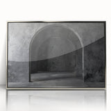 Art deco poster featuring silver arches in a geometric pattern on acrylic, ideal for modern nursery wall art.