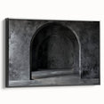Black and white vintage poster art of architectural arches on framed canvas, suitable for bedroom wall decor.
