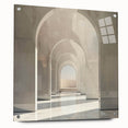 Large abstract wall art featuring arch designs in muted tones on acrylic glass, suitable for bedroom or dining room decor.