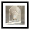 Abstract art print featuring colorful, textured arch designs on a large canvas, ideal for living room decor.