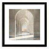 Abstract art print featuring colorful, textured arch designs on a large canvas, ideal for living room decor.