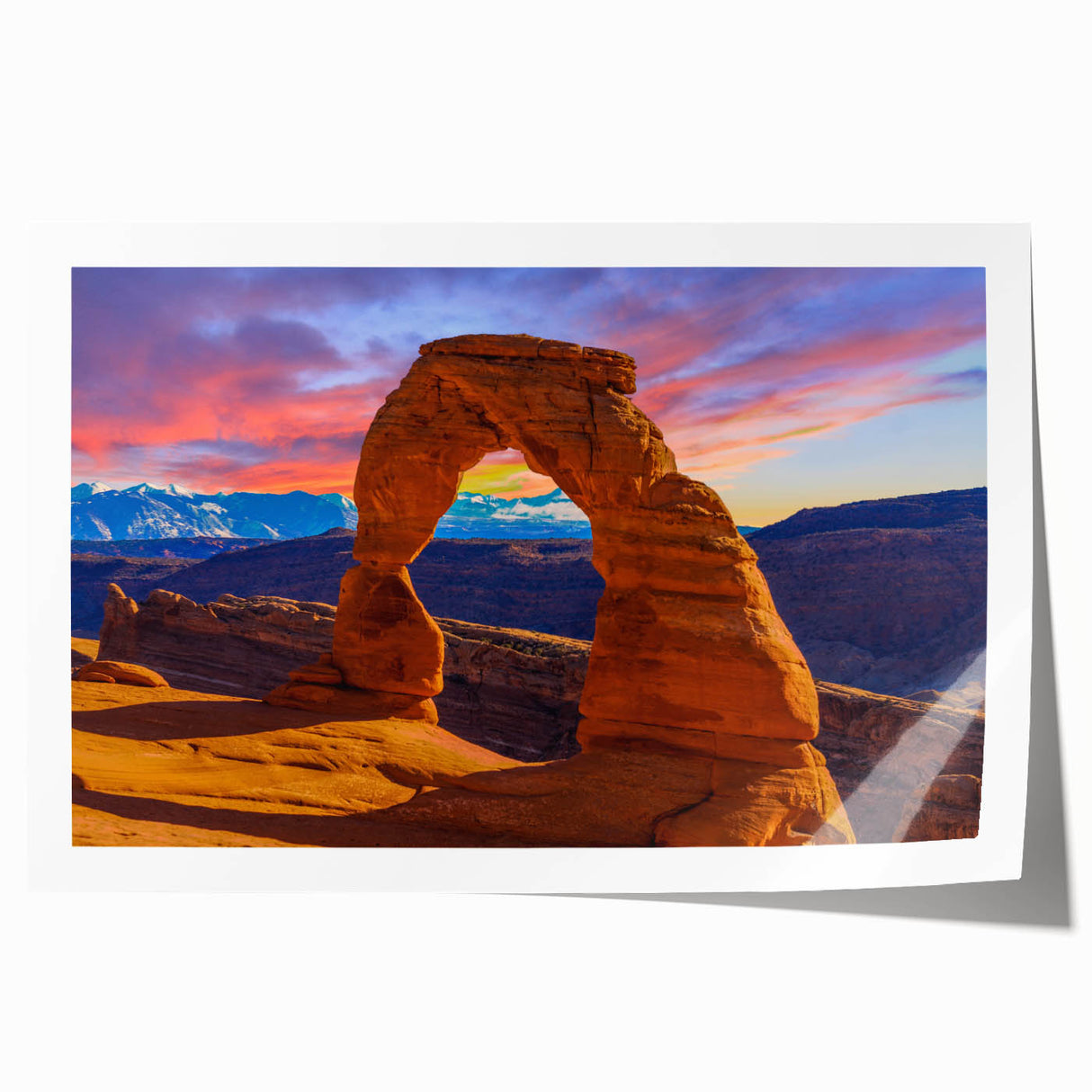 Extra large rolled print featuring a series of arches in muted beige and white tones, ideal for dining room wall art.