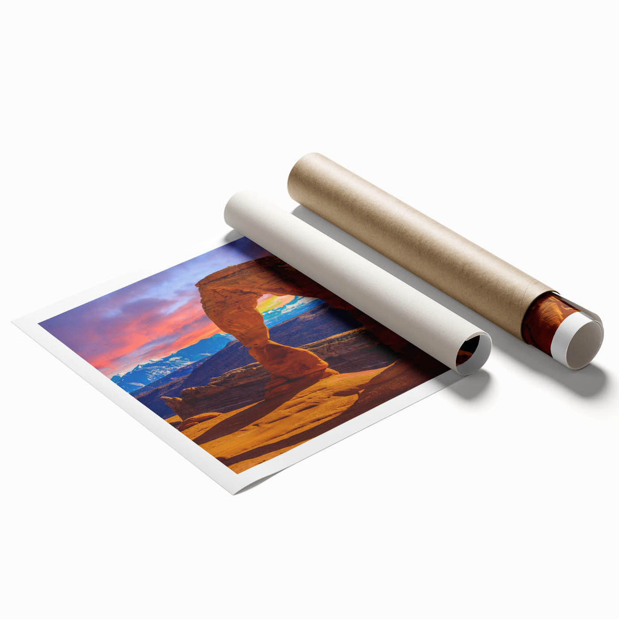 Extra large rolled print featuring a series of arches in muted beige tones, suitable for classy bathroom wall art.