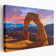 Arched architecture design in muted earth tones on a large stretched canvas, ideal for kitchen wall art.
