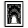 Extra large abstract art print featuring colorful, textured arches in muted earth tones on a black framed canvas.