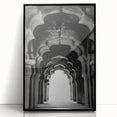 Large abstract wall art featuring mid-century modernist arch designs in black and white tones on framed acrylic.