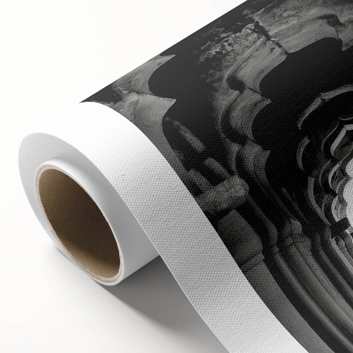 Art Deco style arches in muted gold and white tones on rolled canvas, ideal for nursery wall art or dining room decor.