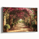 Framed canvas featuring a vintage poster art of black architectural arches in a landscape format, suitable for bedroom decor.