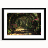 Extra large abstract art print featuring colorful, textured arch designs on a black framed canvas.