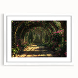Extra large abstract art print featuring textured arch designs in muted earth tones, framed in white.
