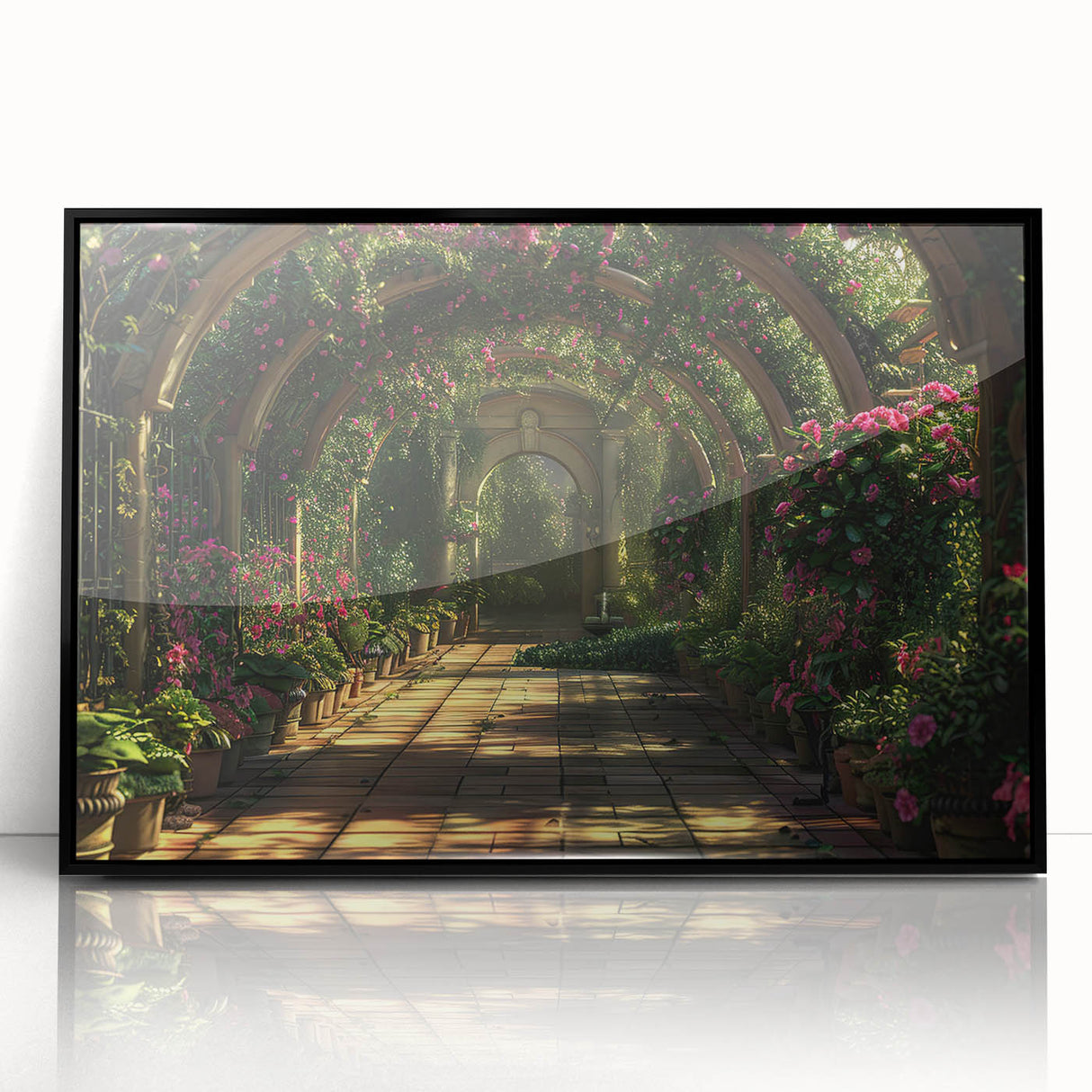 Large abstract wall art featuring symmetrical arch designs in black and white, mid-century modernist style.