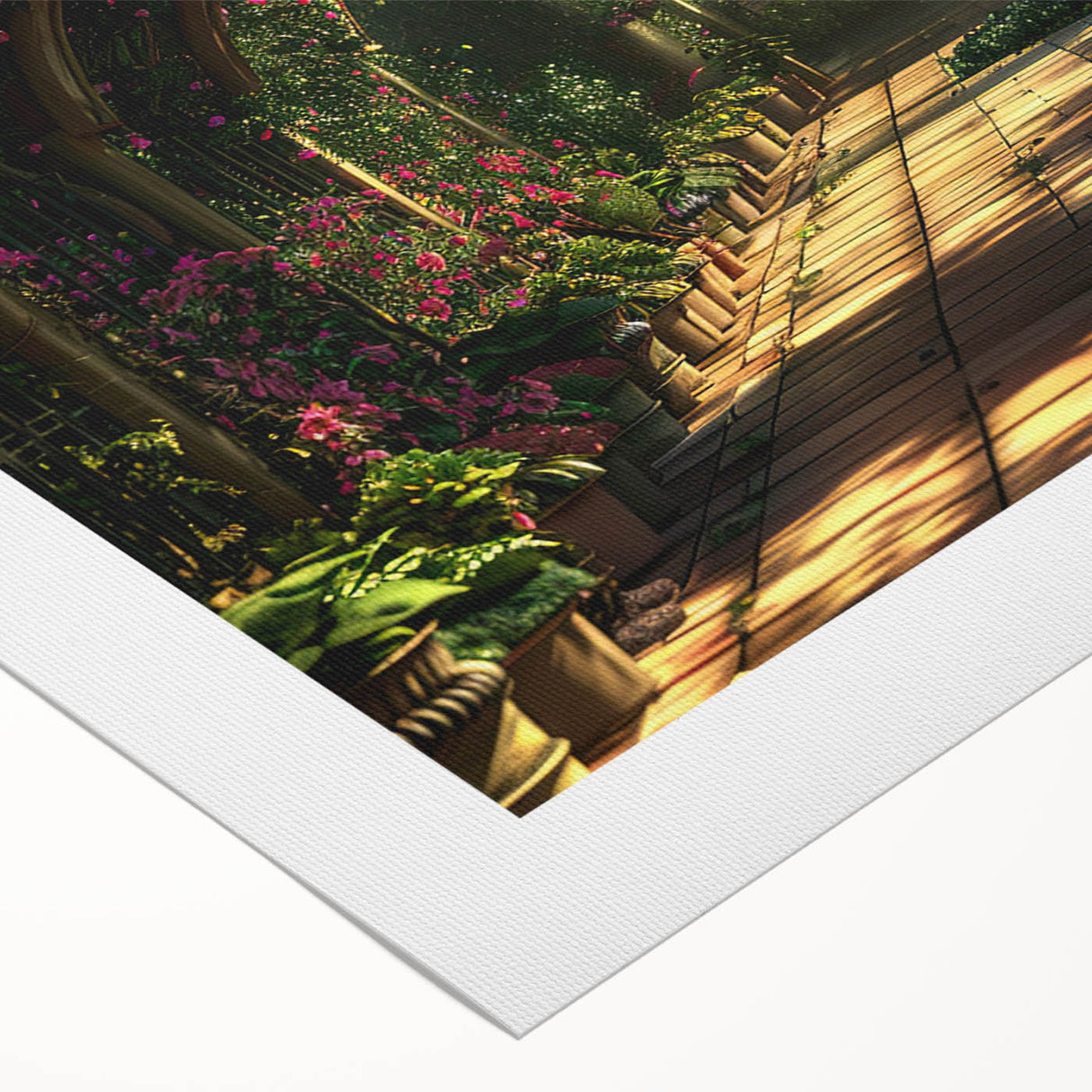 Art deco poster featuring symmetrical arch designs in muted gold and cream tones on rolled canvas.