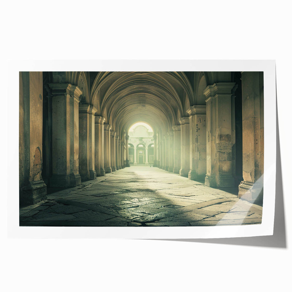 Rolled print of an architectural arch design in monochrome, suitable as art wall dining room decor.